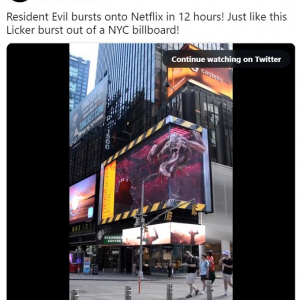 ニューヨークに登場したNetflix『バイオハザード』の3D広告 「飛び出してきたよ」「びっくりする人が多そう」