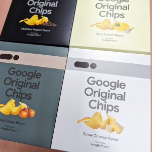 Gooogle Pixel 7 の最新”チップ”に引っ掛けたポテチ『Google Original Chips』4種類を実食したんだ─「チップだけに！」