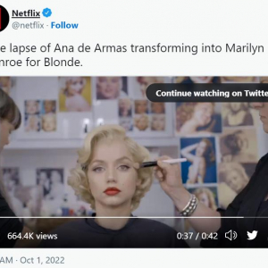 アナ・デ・アルマスがマリリン・モンローへと変化していくタイムラプス動画