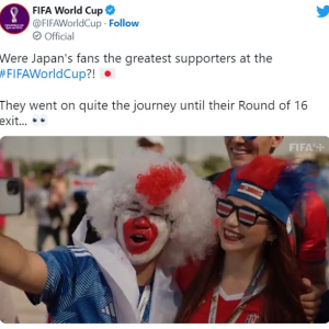 FIFAワールドカップ公式Twitterアカウントが日本のサポーターに焦点を当てた動画を公開