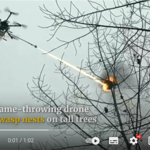 火炎放射器搭載のドローンがスズメバチの巣を駆除する動画 「軍事技術が詰め込まれたドローン」「この映像って本物？」