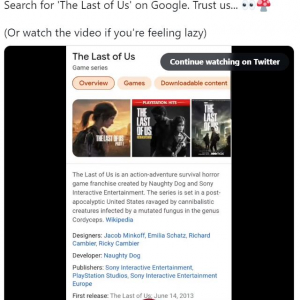 Googleで「The Last of Us」と検索すると……