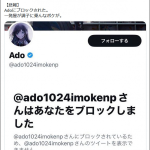 元迷惑系ユーチューバーへずまりゅうが歌姫AdoにTwitterブロックされ怒り「一発屋が調子に乗んなボケが」