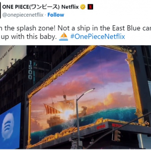 ゴーイングメリー号で航海する実写版『ONE PIECE』の3D広告、ニューヨークにお目見え