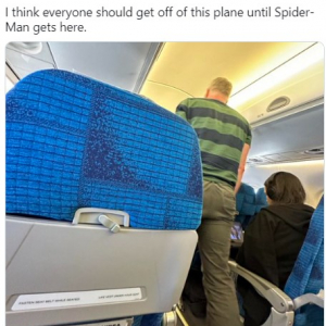 スパイダーマンが到着するまでこの飛行機に搭乗しちゃダメ 「サンドマンじゃん」「吹き出しちゃったよ」