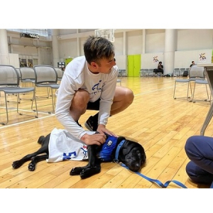 【愛知県】ファイティングイーグルス名古屋が介助⽝「ピト」とのチームスタッフ契約を継続