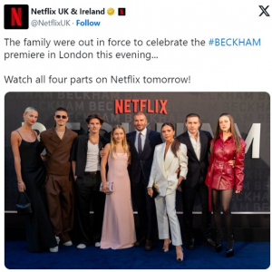 Netflixドキュメンタリー『ベッカム』のロンドンプレミアでベッカム家大集合