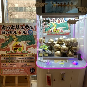 龍の形にそっくりな鳥取県にちなんだ運試し！豪華景品が当たるクレーンゲームに挑戦