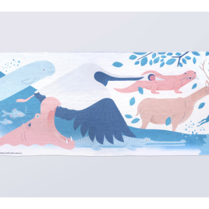 淡水域の絶滅危惧種の動物たちを描いたサステナブルな「手ぬぐい」がPANDA SHOPで発売