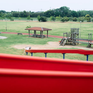 【千葉県旧野栄町(匝瑳市)】赤色の長い滑り台がある野栄ふれあい公園と野手浜海岸へ