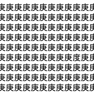 【脳トレ】「庚」の中に紛れて1つ違う文字がある！？あなたは何秒で探し出せるかな？？【違う文字を探せ！】