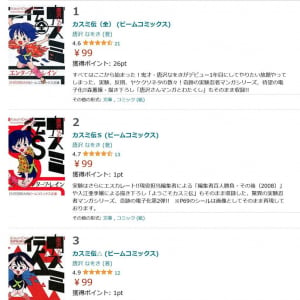 「カスミ伝」シリーズや「まんが極道」など　唐沢なをき先生の名作が99円！　ビームコミックスのキャンペーン