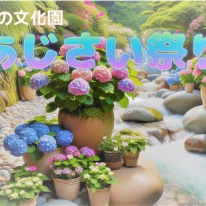 【大阪府河内長野市】植物園「花の文化園」のアジサイまつりに注目！小川にアジサイを配置したエリアも