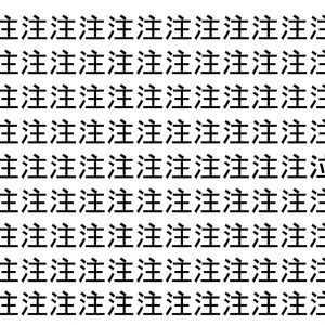 【脳トレ】「注」の中に紛れて1つ違う文字がある！？あなたは何秒で探し出せるかな？？【違う文字を探せ！】