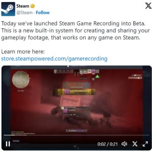 Steamに「ゲームレコーディング」機能のベータ版が登場