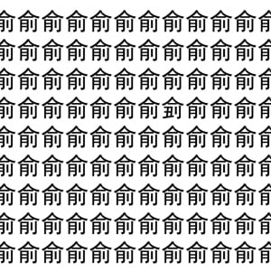 【脳トレ】「俞」の中に紛れて1つ違う文字がある！？あなたは何秒で探し出せるかな？？【違う文字を探せ！】