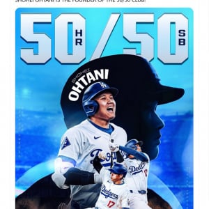 大谷翔平選手が史上初の「50－50」達成！　MLB公式「BASEBALL HISTORY HAS A NEW CHAPTER」