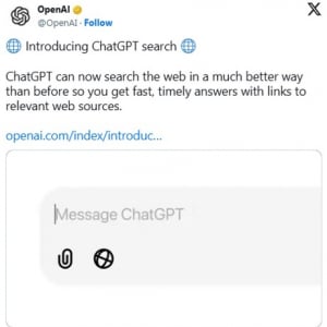 OpenAIがAI検索「ChatGPT search」を公開