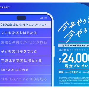 みずほ銀行　口座開設など各種条件達成者に最大2万4000円現金プレゼント！「今年中にやるぞ大賞 2024」も発表　「今年やろうを応援キャンペーン」