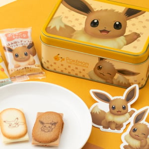 ポケモン東京ばな奈のはみ出しチョコのクッキーサンドから「イーブイ缶」が登場！スペシャルステッカーの付属やふせんのプレゼントも