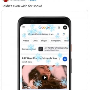 今年もGoogleで「マライア・キャリー」や「all i want for christmas is you」を検索すると雪が降ってきます