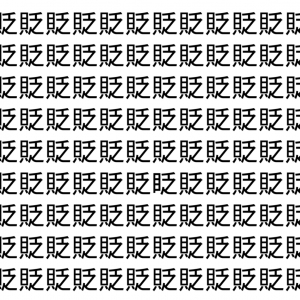 【脳トレ】「貶」の中に紛れて1つ違う文字がある！？あなたは何秒で探し出せるかな？？【違う文字を探せ！】