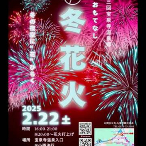 【大分県九重町】澄みきった夜空を大輪の花火が彩る！「宝泉寺温泉郷 おもてなし冬花火」開催