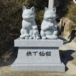 【山梨県山梨市】甲斐蚕影山神社の「撫で狛猫」の入魂式を実施！猫の日切り絵御朱印やお守りも頒布