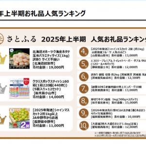 さとふるが2025年上半期人気返礼品ランキングを発表！ ふるさと納税にも米不足＆物価上昇の影響が鮮烈に