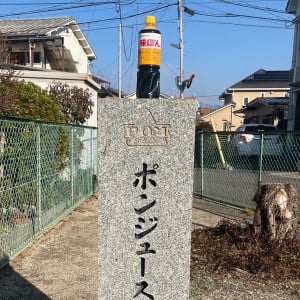 ミツカンの中の人が「ぽん酢」を「ポンジュース」の石碑に置いた結果