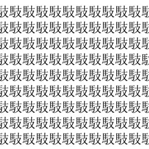 【脳トレ】「馶」の中に紛れて1つ違う文字がある！？あなたは何秒で探し出せるかな？？【違う文字を探せ！】