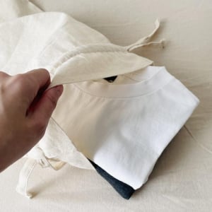 知る人ぞ知る、無印良品の「巾着」。日常の“生活感”をさりげなく隠すのに重宝してます