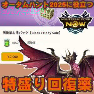 『モンハンNow』回復薬150個パック!! メル・ゼナ迎撃で困ったときの選択肢として伝えておきたいブラックフライデーセール