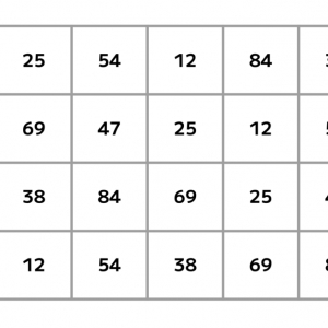 【脳トレ】5×4の表に書かれた7種の数字「12・25・38・47・54・69・84」。他の数字は3つずつ表を埋めているのに・・1種だけ2つしかない！？その数字はどれだ？？