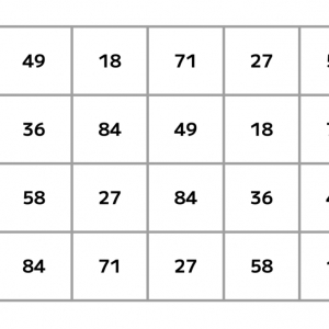 【脳トレ】5×4の表に書かれた7種の数字「18・27・36・49・58・71・84」。他の数字は3つずつ表を埋めているのに・・1種だけ2つしかない！？その数字はどれだ？？