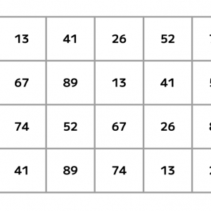 【脳トレ】5×4の表に書かれた7種の数字「13・26・41・52・67・74・89」。他の数字は3つずつ表を埋めているのに・・1種だけ2つしかない！？その数字はどれだ？？