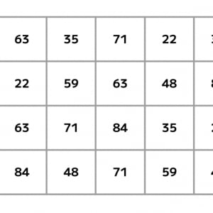 【脳トレ】5×4の表に書かれた7種の数字「22・35・48・59・63・71・84」。他の数字は3つずつ表を埋めているのに・・1種だけ2つしかない！？その数字はどれだ？？