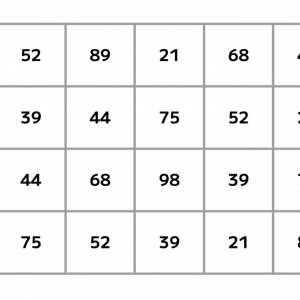 【脳トレ】5×4の表に書かれた7種の数字「21・39・44・52・68・75 ・ 89」。他の数字は3つずつ表を埋めているのに・・1種だけ2つしかない！？その数字はどれだ？？