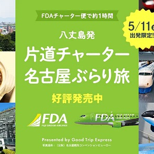 1日限定！乗り換えなしの直行便「八丈島発 片道チャーター名古屋ぶらり旅」発売