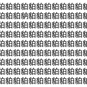 【脳トレ】「貃」の中に紛れて1つ違う文字がある！？あなたは何秒で探し出せるかな？？【違う文字を探せ！】