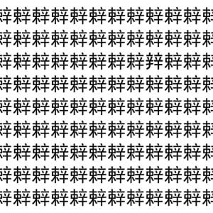 【脳トレ】「辢」の中に紛れて1つ違う文字がある！？あなたは何秒で探し出せるかな？？【違う文字を探せ！】