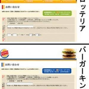 ロッテリアとバーガーキングのサイトが酷似