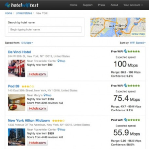 宿泊ホテルのWi-Fi速度を事前チェックできるサイトが便利そう