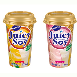 果汁と豆乳のリッチな味わい！「サンキスト Juicy Soy オレンジ」「サンキスト Juicy Soy ピーチ」新発売