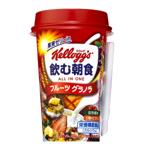 ストローでグラノーラ!?「ケロッグ 飲む朝食 フルーツグラノラ」4月7日にデビュー